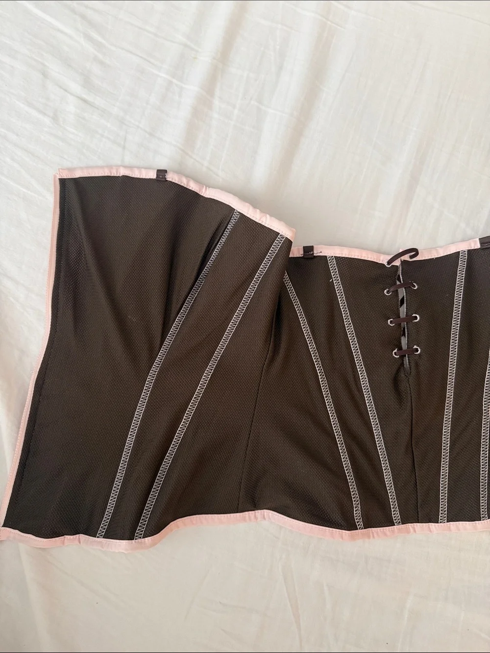 Nike Ballet Pale Pink Corset Top with Brown Lace Straps